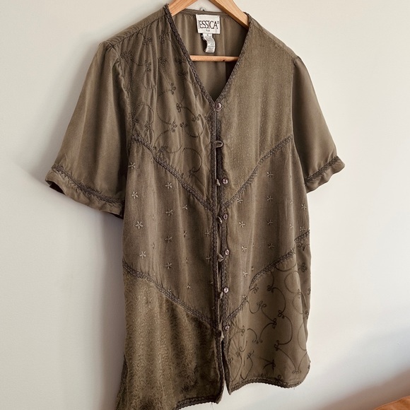 Vintage Jessica Boho Top - button down - short sleeve - Plus Size 18 - Picture 3 of 6